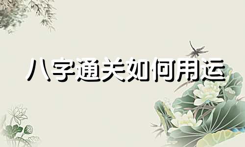 八字通关如何用运 八字通关的范围和条件