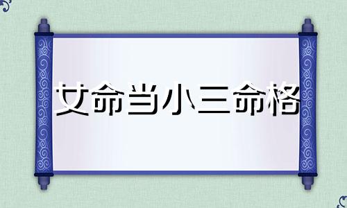 女命当小三命格 做小三的命格