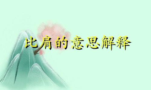 比肩的意思解释 无以比肩的意思