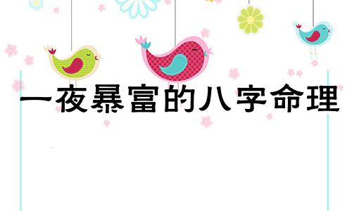 一夜暴富的八字命理 一夜暴富的八字大运