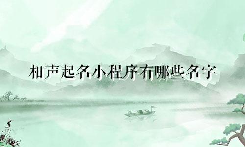 相声起名小程序有哪些名字