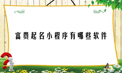 富贵起名小程序有哪些软件