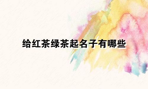 给红茶绿茶起名子有哪些
