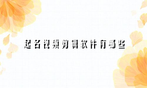 起名视频剪辑软件有哪些