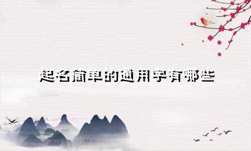起名简单的通用字有哪些