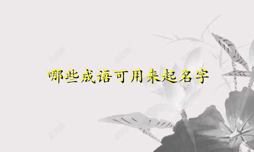 哪些成语可用来起名字
