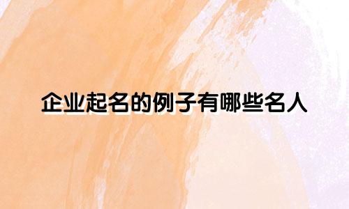 企业起名的例子有哪些名人