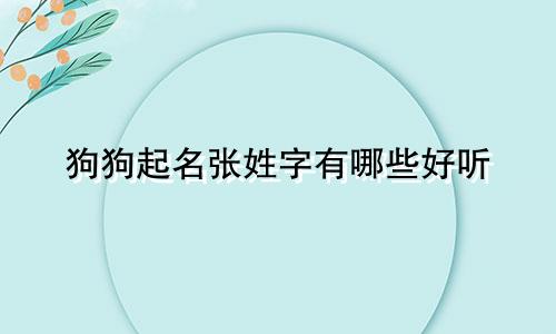 狗狗起名张姓字有哪些好听