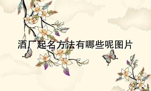 酒厂起名方法有哪些呢图片