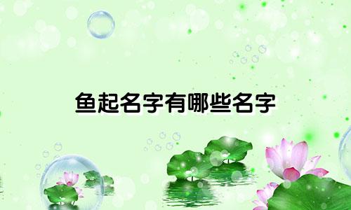 鱼起名字有哪些名字
