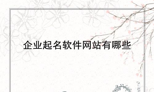 企业起名软件网站有哪些