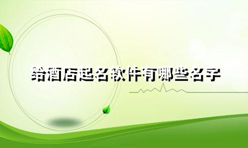 给酒店起名软件有哪些名字