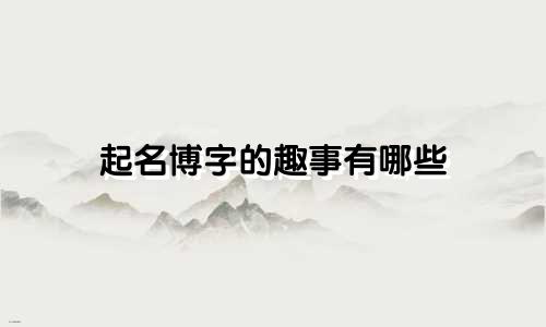 起名博字的趣事有哪些