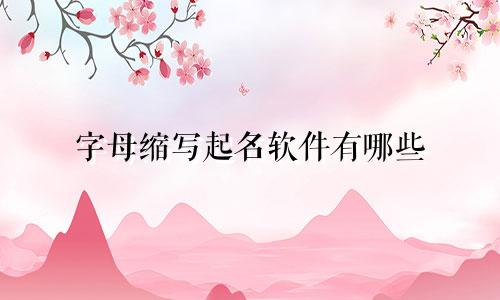 字母缩写起名软件有哪些