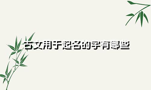 古文用于起名的字有哪些