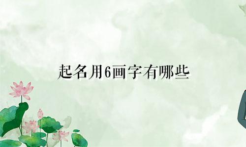 起名用6画字有哪些