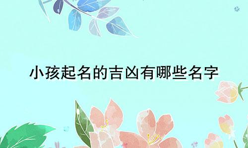 小孩起名的吉凶有哪些名字