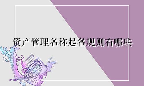 资产管理名称起名规则有哪些