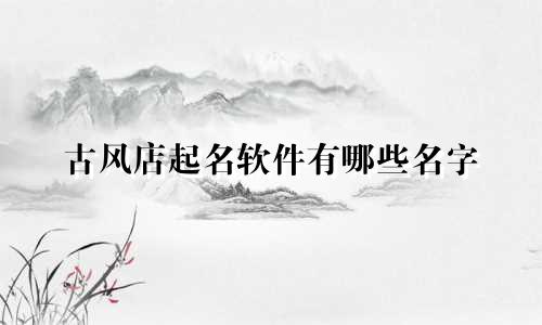 古风店起名软件有哪些名字