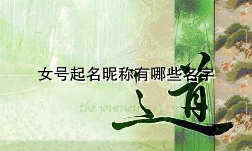 女号起名昵称有哪些名字