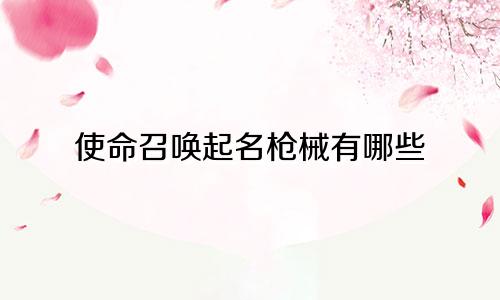 使命召唤起名枪械有哪些