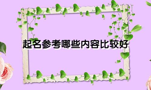 起名参考哪些内容比较好