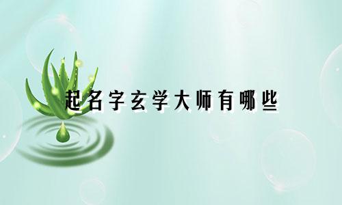 起名字玄学大师有哪些