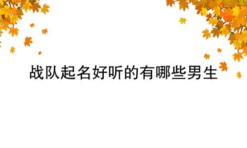 战队起名好听的有哪些男生