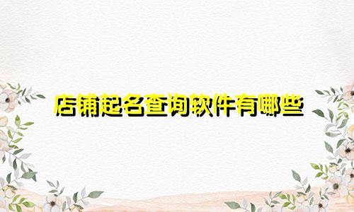 店铺起名查询软件有哪些