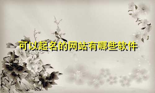 可以起名的网站有哪些软件