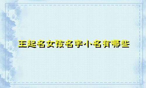 王起名女孩名字小名有哪些