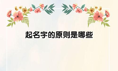 起名字的原则是哪些