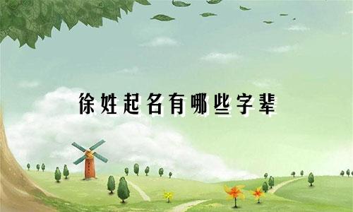 徐姓起名有哪些字辈