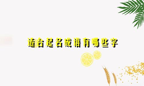 适合起名成语有哪些字