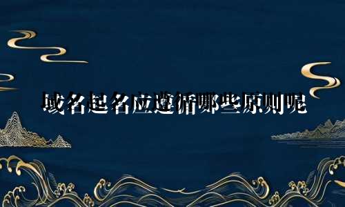 域名起名应遵循哪些原则呢