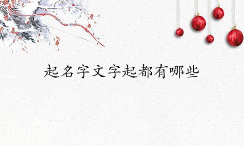 起名字文字起都有哪些