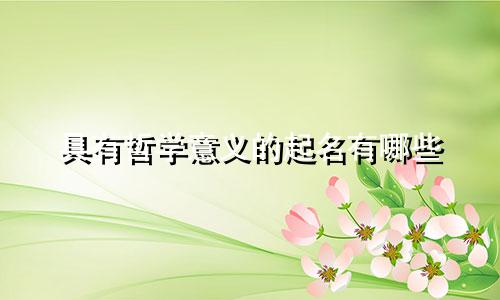 具有哲学意义的起名有哪些