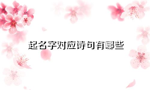 起名字对应诗句有哪些