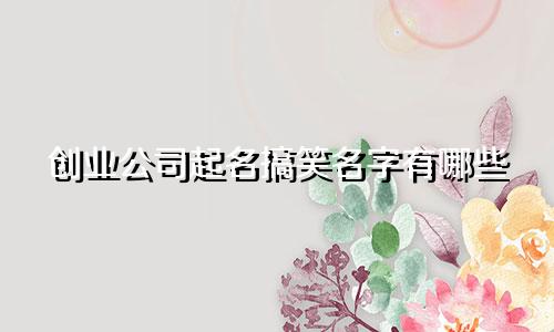 创业公司起名搞笑名字有哪些