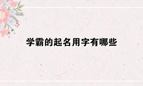 学霸的起名用字有哪些