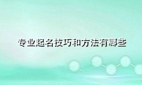 专业起名技巧和方法有哪些