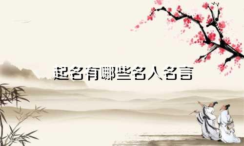 起名有哪些名人名言