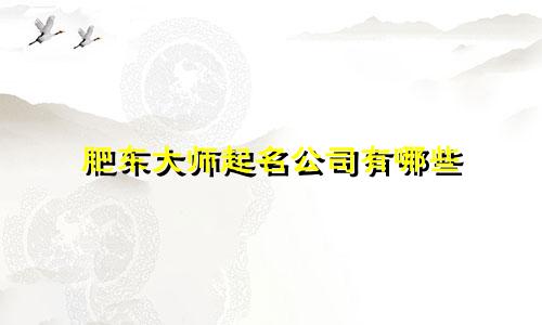 肥东大师起名公司有哪些