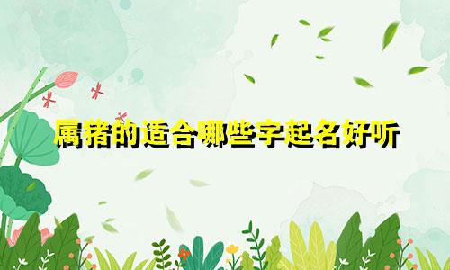 属猪的适合哪些字起名好听