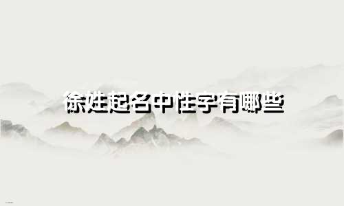 徐姓起名中性字有哪些