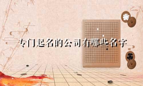 专门起名的公司有哪些名字