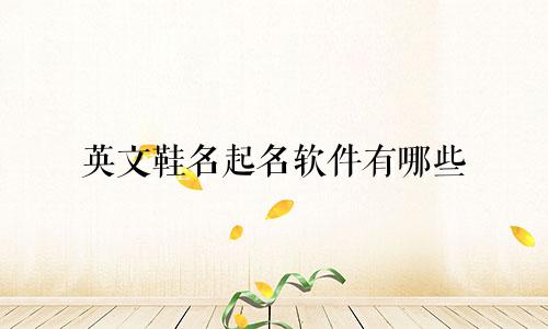 英文鞋名起名软件有哪些