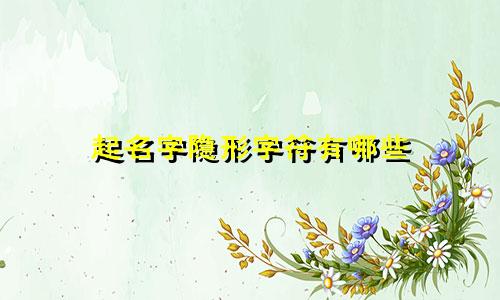 起名字隐形字符有哪些