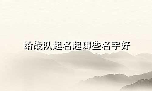 给战队起名起哪些名字好