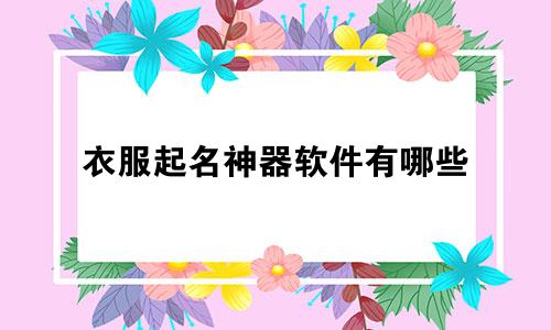 衣服起名神器软件有哪些